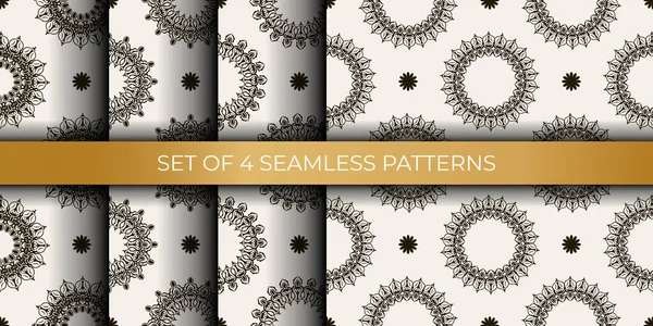 Set Van Retro Naadloos Patroon Met Ornament Vectorillustratie — Stockvector