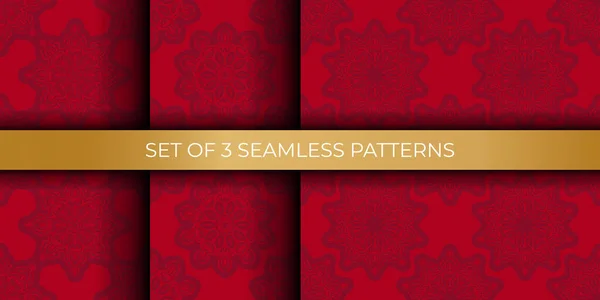Set Van Bordeaux Naadloos Patroon Met Ornament Goed Voor Achtergronden — Stockvector