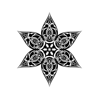 Basit mandala tasarımı. Siyah çiçekli basit bir süs. İzole edilmiş. Vektör illüstrasyonu