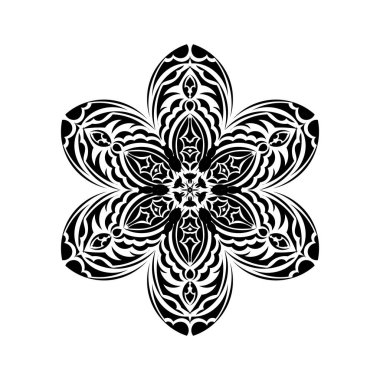 Basit mandala tasarımı. Menüler, parmak izleri ve kartpostallar için iyi. İzole edilmiş. Vektör illüstrasyonu