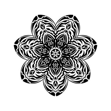 Basit mandala tasarımı. Logolar, menüler, parmak izleri ve kartpostallar için iyi. İzole edilmiş. Vektör illüstrasyonu