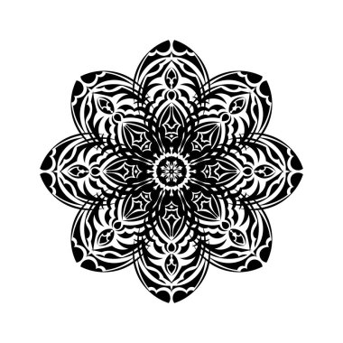 Basit mandala tasarımı. Logolar, menüler, parmak izleri ve kartpostallar için iyi. İzole edilmiş. Vektör illüstrasyonu