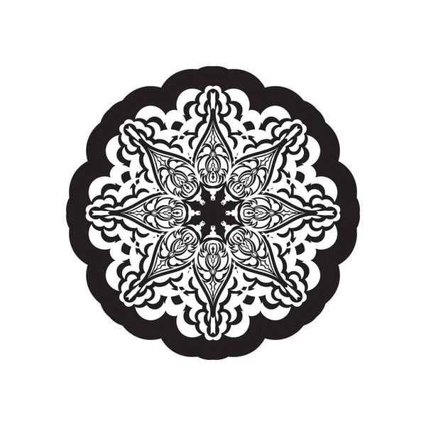 Diseño Simple Mandala Adorno Flor Simple Negro Bueno Para Logotipos — Archivo Imágenes Vectoriales