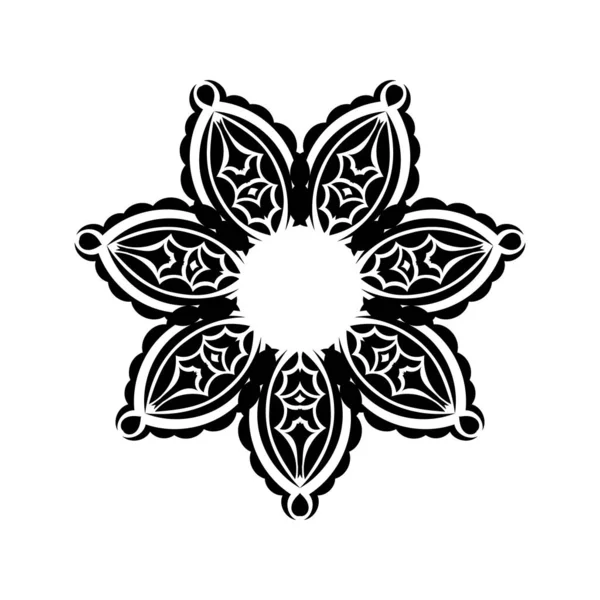 Diseño Simple Mandala Adorno Flor Simple Negro Bueno Para Tatuajes — Archivo Imágenes Vectoriales