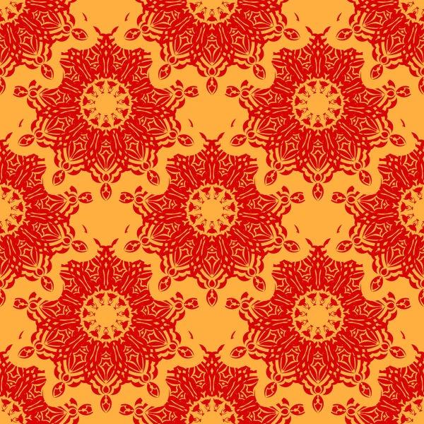 Motif Sans Couture Rouge Jaune Avec Ornement Vintage Bon Pour — Image vectorielle