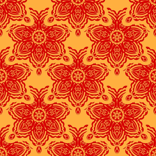 Motif Sans Couture Rouge Jaune Avec Ornement Vintage Bon Pour — Image vectorielle