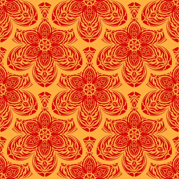 Motif Sans Couture Rouge Jaune Avec Ornement Vintage Idéal Pour — Image vectorielle