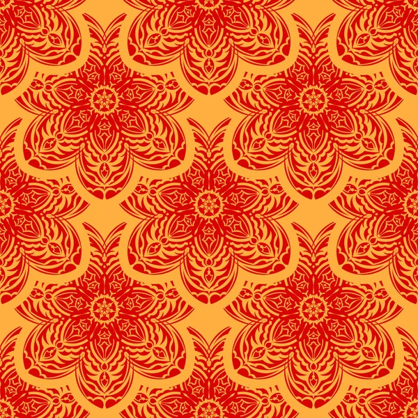 Motif Sans Couture Rouge Jaune Avec Ornement Vintage Bon Pour — Image vectorielle