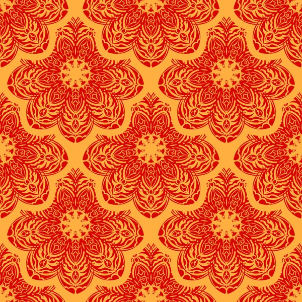 Motif Sans Couture Rouge Jaune Avec Ornement Vintage Bon Pour — Image vectorielle