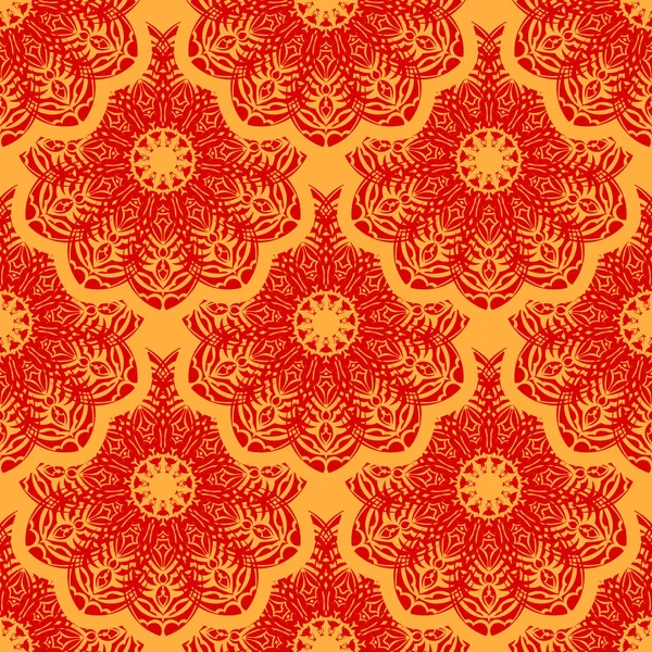 Motif Sans Couture Rouge Jaune Avec Ornement Vintage Bon Pour — Image vectorielle