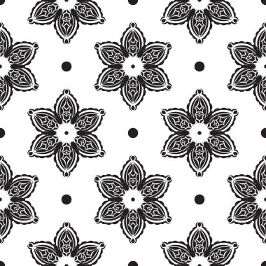 Siyah beyaz desenli, klasik süslemeli. Vektör illüstrasyonu.