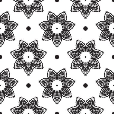 Siyah beyaz desenli, klasik süslemeli. Vektör illüstrasyonu.