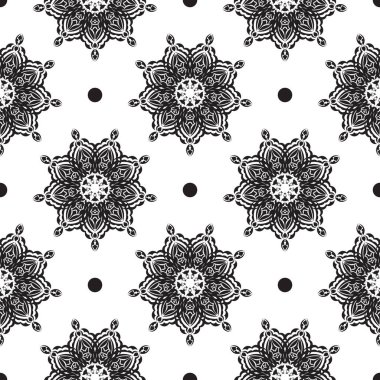 Siyah beyaz desenli, klasik süslemeli. Geçmişleri, parmak izleri, giyim ve tekstil için iyi. Vektör illüstrasyonu.