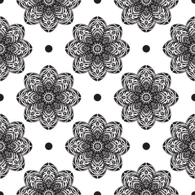 Siyah beyaz desenli, klasik süslemeli. Kapaklar, kumaşlar, kartpostallar ve baskı için iyi. Vektör illüstrasyonu.