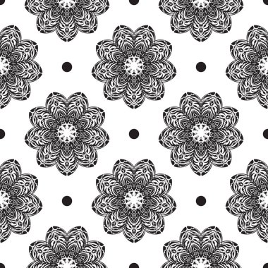 Siyah beyaz desenli, klasik süslemeli. Duvar resimleri, tekstil, kartpostallar ve parmak izleri için iyi. Vektör illüstrasyonu.