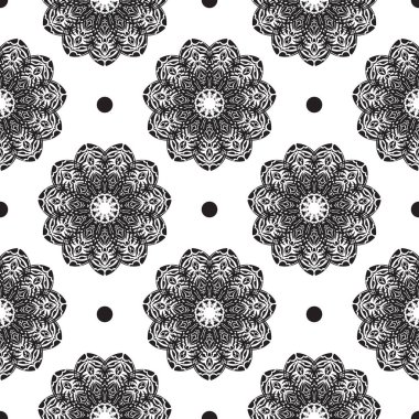 Siyah beyaz desenli, klasik süslemeli. Duvar resimleri, tekstil, kartpostallar ve parmak izleri için iyi. Vektör illüstrasyonu.