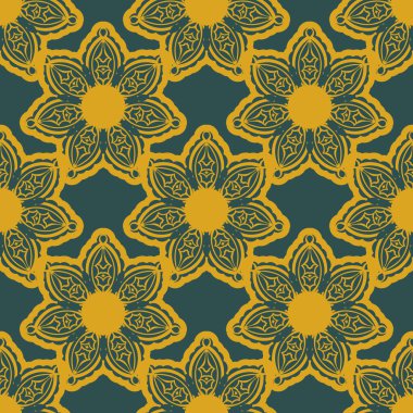 Kaliteli süslemeli yeşil ve sarı desenli. Vektör illüstrasyonu.