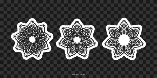 Ensemble Mandalas Conception Simple Ornement Floral Simple Bon Pour Les — Image vectorielle