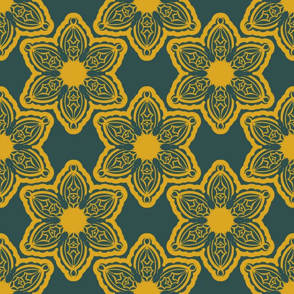Kaliteli süslemeli yeşil ve sarı desenli. Vektör illüstrasyonu.