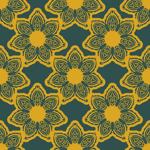 Kaliteli süslemeli yeşil ve sarı desenli. Vektör illüstrasyonu.