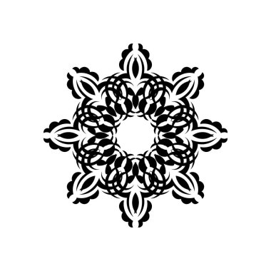 Çemberin içinde soyut süs. Dantel motifli lüks desen. İzole edilmiş. Vektör illüstrasyonu