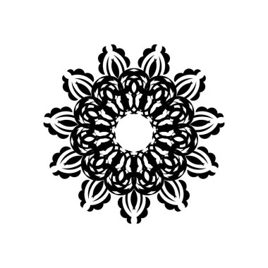 Çemberin içinde soyut süs. Dantel motifli lüks desen. İzole edilmiş. Vektör illüstrasyonu