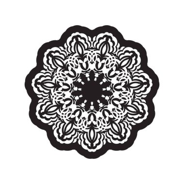 Beyaz arka planda siyah mandala. Menüler, parmak izleri ve kartpostallar için iyi. Vektör illüstrasyonu