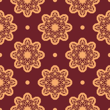 Süslü, sarı ve sarımsı desenli, süslemeli. Vektör illüstrasyonu.