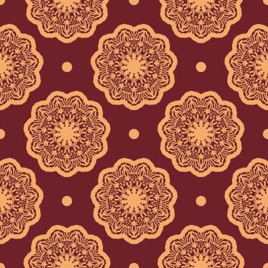 Süslü, sarı ve sarımsı desenli, süslemeli. Duvar resimleri, tekstil, kartpostallar ve parmak izleri için iyi. Vektör illüstrasyonu.