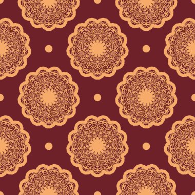 Süslü, sarı ve sarımsı desenli, süslemeli. Duvar resimleri, tekstil, kartpostallar ve parmak izleri için iyi. Vektör illüstrasyonu.