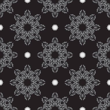 Süslü siyah-gri desenli dekoratif süsler. Vektör illüstrasyonu.