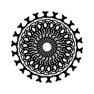 Dekoratif dairesel süsler. Menüler, dövmeler, parmak izleri ve kartpostallar için iyi. Beyaz arka planda izole edilmiş. Vektör illüstrasyonu
