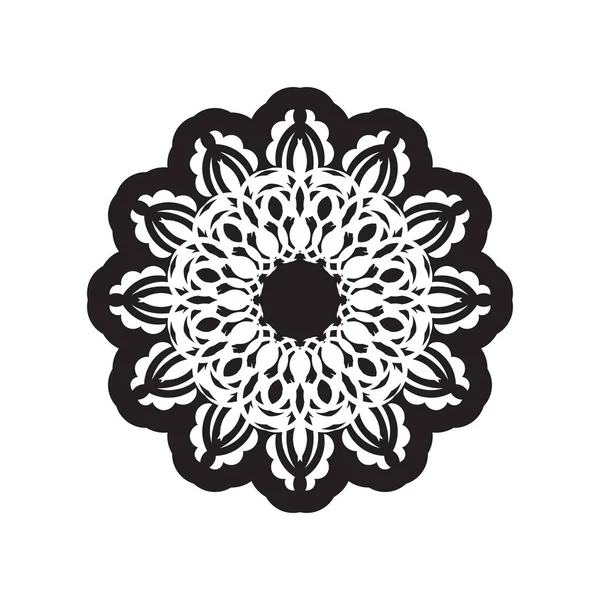 Mandala Negro Sobre Fondo Blanco Bueno Para Tatuajes Impresiones Postales — Archivo Imágenes Vectoriales