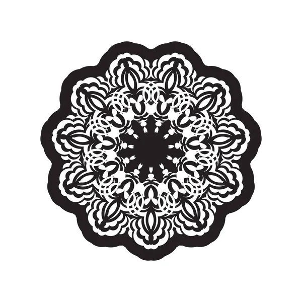 Mandala Negro Sobre Fondo Blanco Bueno Para Menús Impresiones Postales — Archivo Imágenes Vectoriales