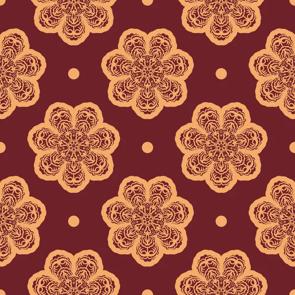 Burgundy Yellow Seamless Pattern Decorative Ornaments Good Murals Textiles Printing — Stock Vector