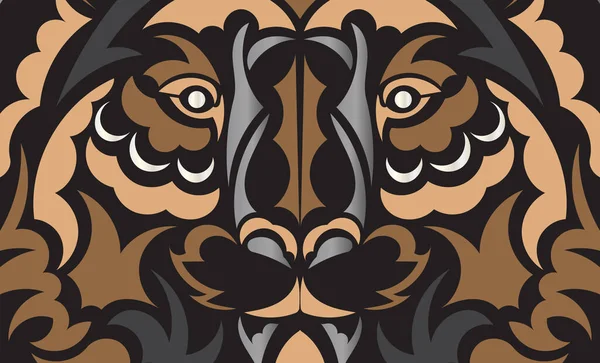 Polynésie Maori Sombre Bannière Visage Tigre Luxe Vecteur — Image vectorielle