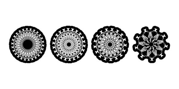 Çiçek Mandala Şeklinde Dekoratif Süsler Logolar Dövmeler Parmak Izleri Kartpostallar — Stok Vektör
