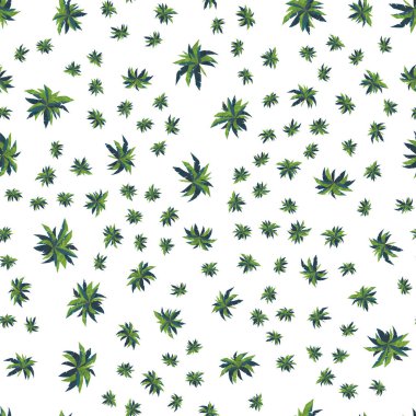 Palmiye ağaçlarının üstten görünüşü kusursuz. Vektör illüstrasyonu.