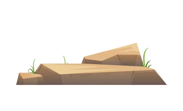 Desert Stone Rock Isolated White Background Vector Illustration — Stock Vector