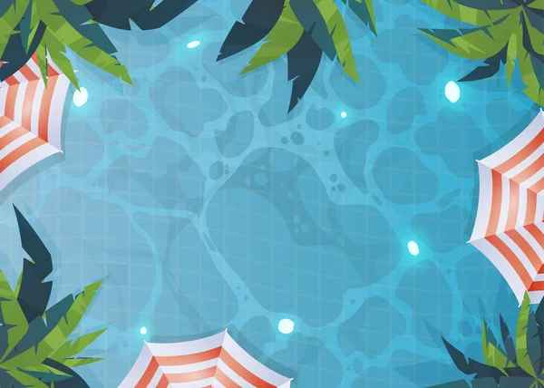 Пальми Парасольки Березі Моря Ілюстрації Тропічний Пейзаж Блакитним Океаном Золотим — стоковий вектор