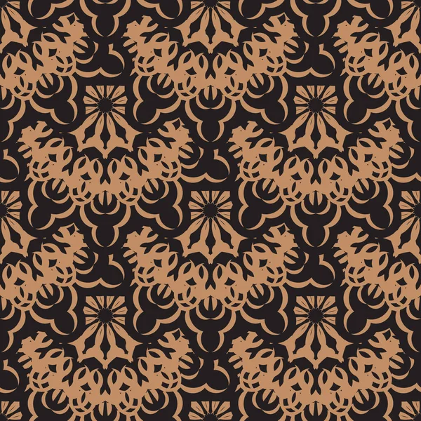 Schwarz Orange Nahtloses Muster Mit Vintage Ornamenten Gut Für Kleidung — Stockvektor