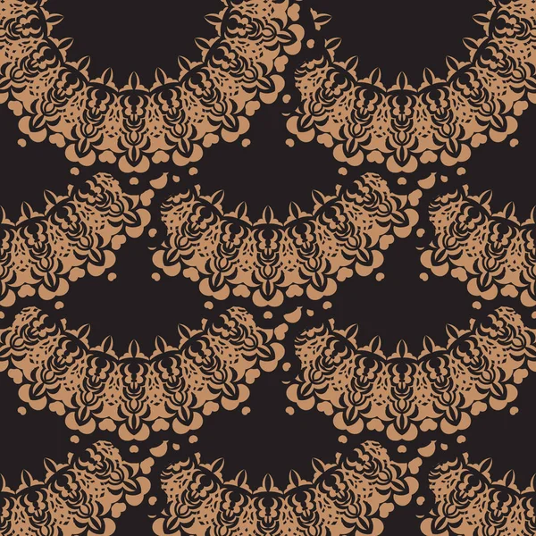 Motif Sans Couture Noir Orange Avec Ornements Vintage Bon Pour — Image vectorielle