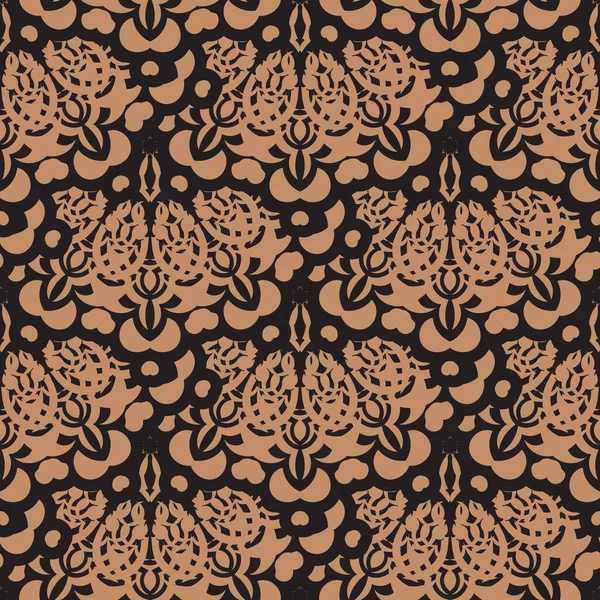 Schwarz Orange Nahtloses Muster Mit Vintage Ornamenten Gut Für Wandbilder — Stockvektor