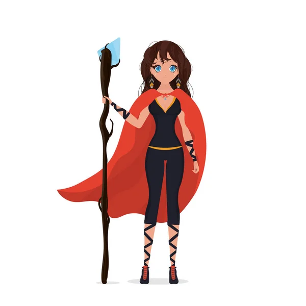 Affärskvinna Kontorskläder Modern Kvinna Affärskvinna Klädd Röd Mantel Som Superhjälte — Stock vektor