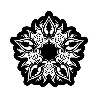 Mandala Süsleri beyaz arka planda çiçek şeklinde. Vektör illüstrasyonu