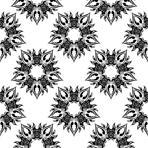 Nahtloses Schwarz Weiß Muster Mit Luxuriösen Vintage Ornamenten Gut Für — Stockvektor