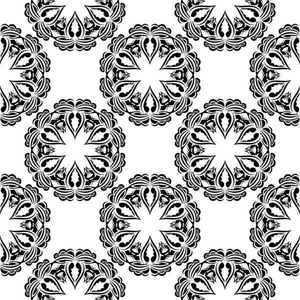 Black White Seamless Pattern Luxury Vintage Decorative Ornaments Good Backgrounds — Stock Vector