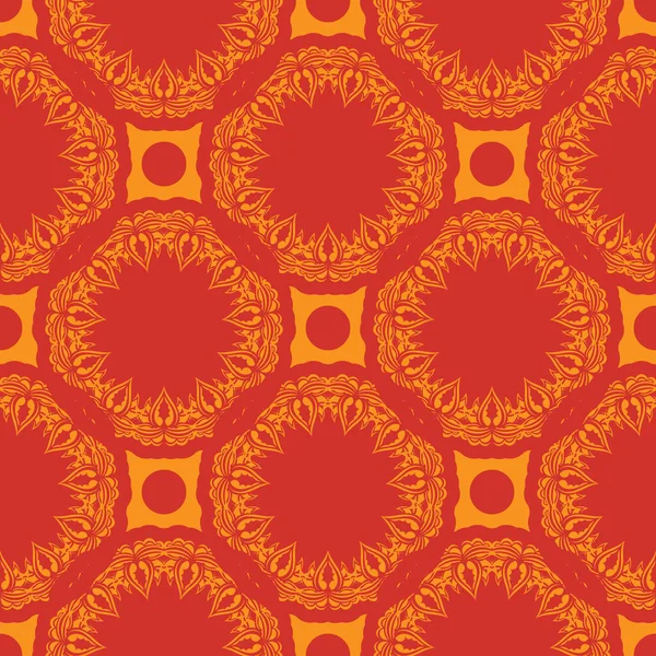 Rot Orangefarbenes Nahtloses Muster Mit Luxuriösen Dekorativen Ornamenten Gut Für — Stockvektor