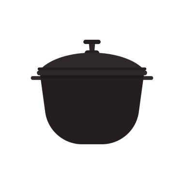 Oyulmuş siluet düz ikon, basit vektör tasarımı. Büyüyü, büyücülüğü, kaynama iksirlerini göstermek için çizgi film cadıları kazanı..