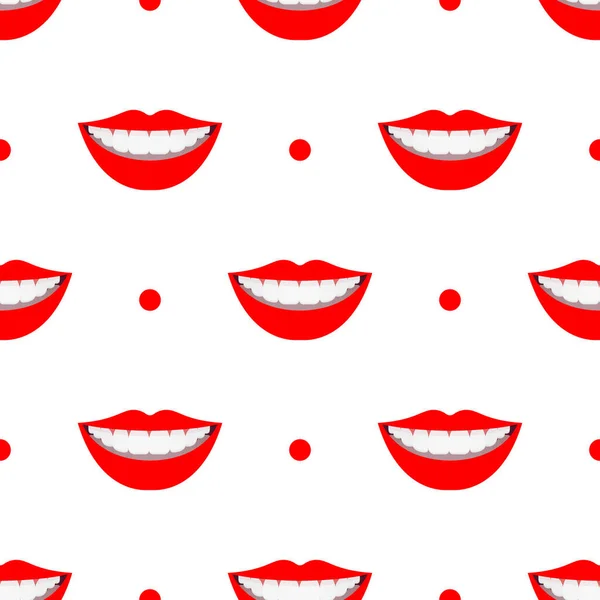 Cosmetics Makeup Seamless Pattern Closeup Beautiful Lips Woman Red Lipstick — Stock Vector
